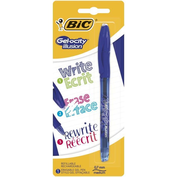 BIC® - Stylo roller encre gel effaçable Gelocity Illusion - Bleu
