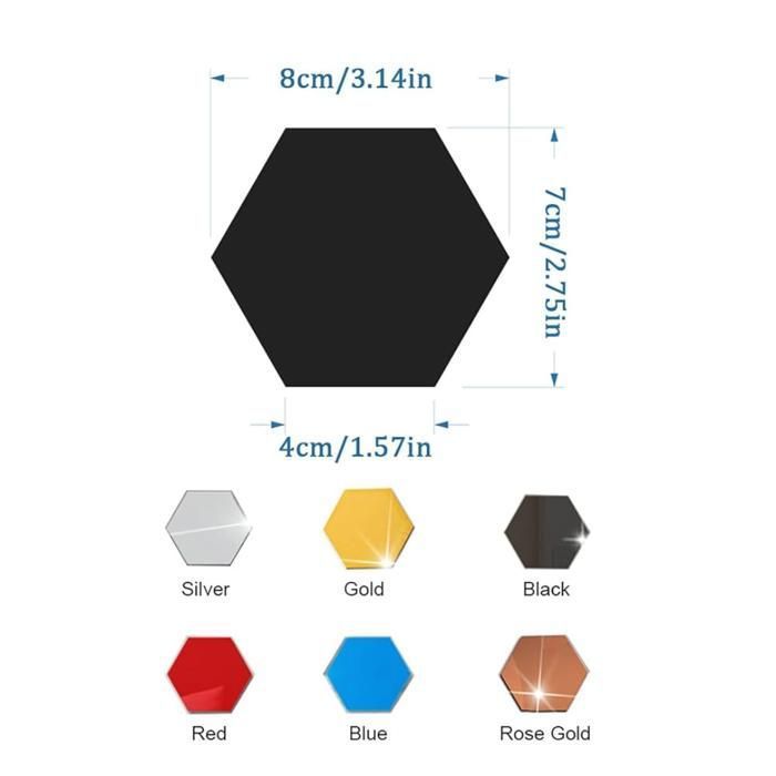 Miroir mural hexagonal 12 pièces (Couleur aléatoire)