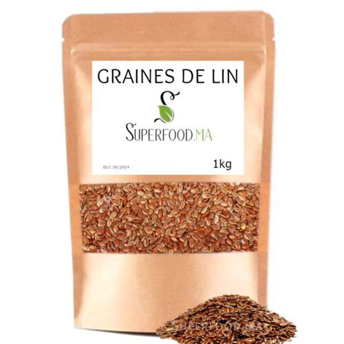 Graines de lin 100% NATUREL - Sans gluten Riches en Omega 3 et Fibres - 1kg