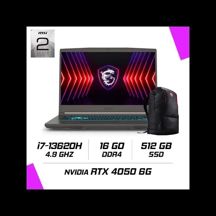 MSI-THIN-B13VE-2659MA | 15.6(144Hz) | i7-13620H | 8GB*2 DDR4 | 512GB SSD Gen 4 | RTX 4050 | W11H |W/BAG
