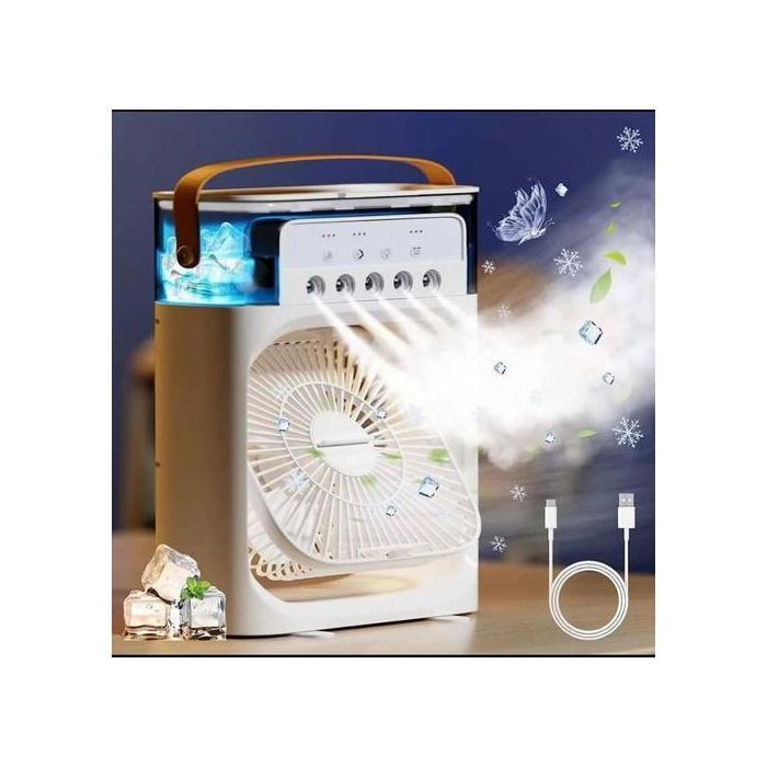 Mini Climatiseur Portable avec Brumisateur, LED Multicolores et Refroidissement Silencieux - Couleur Aléatoire
