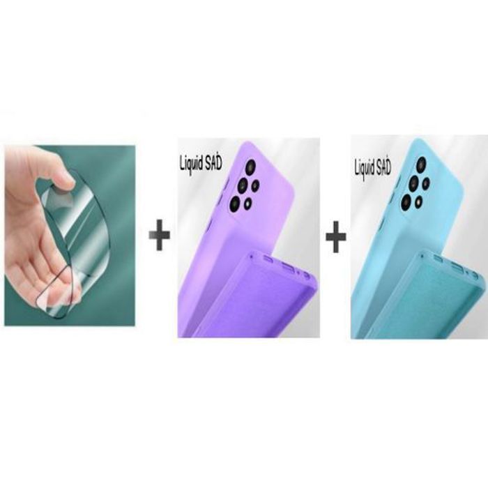 Coque de téléphone - GÉNÉRIQUE - Samsung A52S - Silicone Souple - Bleu Ciel et Mauve - Protection Incassable