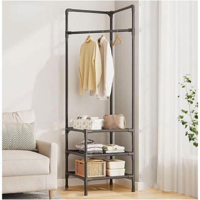 Porte-vêtements - Simple - MDF et Acier Inoxydable - Installation Facile - Design Contemporain