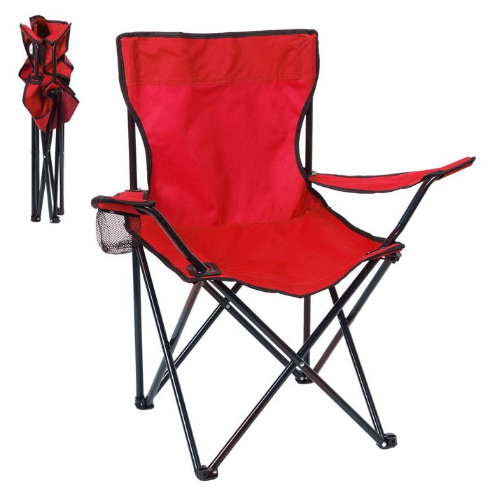 Fauteuil de camping pliable - Rouge - 1 place - Tissu Oxford - 50cmx50cmx80cm - 110 kg max