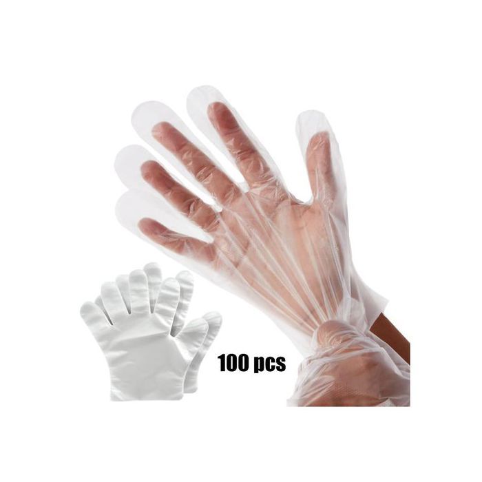 100 Gants jetables en plastique transparent pour la cuisine, le nettoyage et la manipulation des aliments