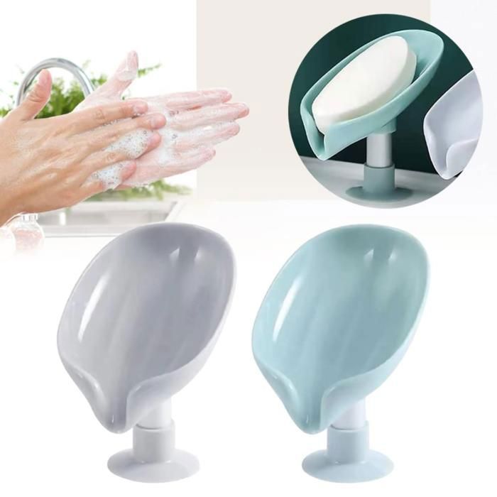 2 pièces portesavon perforé avec égouttoir et ventouse(Couleur aléatoire)