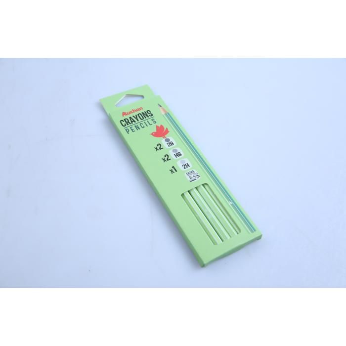 Crayon - AUCHAN - 5 crayons graphite assortis - Multicolore - Mix de duretés - Pour enfants