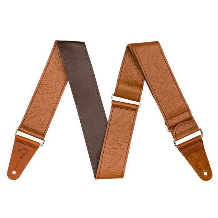 Sangle en cuir - FENDER - Tooled Leather - Marron - 2 pouces - Motif floral