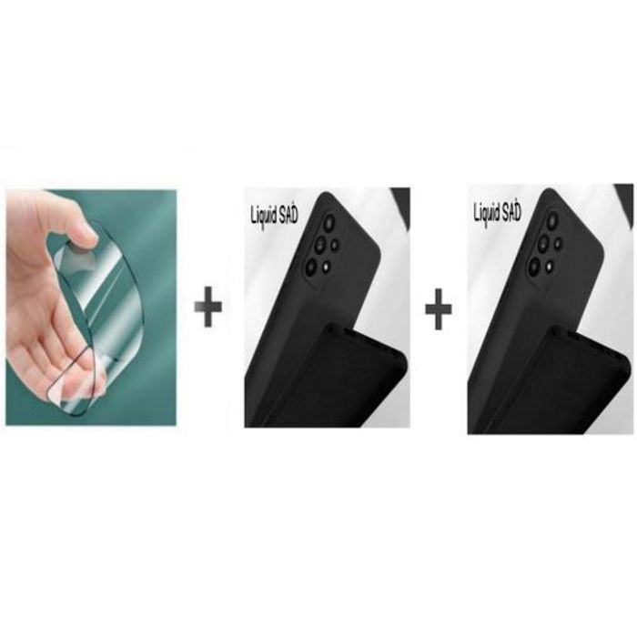 Coque et Protection d'Écran - GÉNÉRIQUE - Samsung A13 - Silicone Souple - Noir - Protection Complète