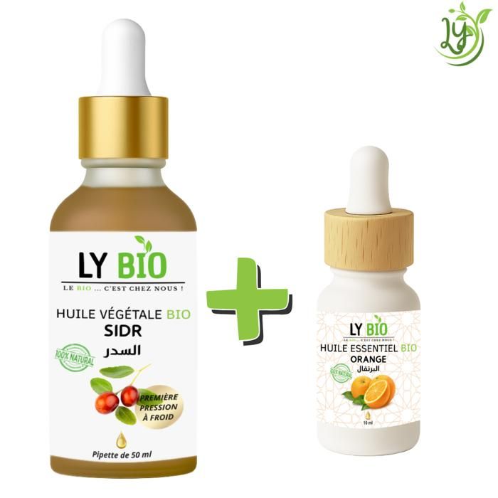 Pack d'huiles - LYBIO - HUILE SIDR 50ML - PIPETTE - HUILE ESSENTIEL ORANGE 10ML - Bien-être quotidien