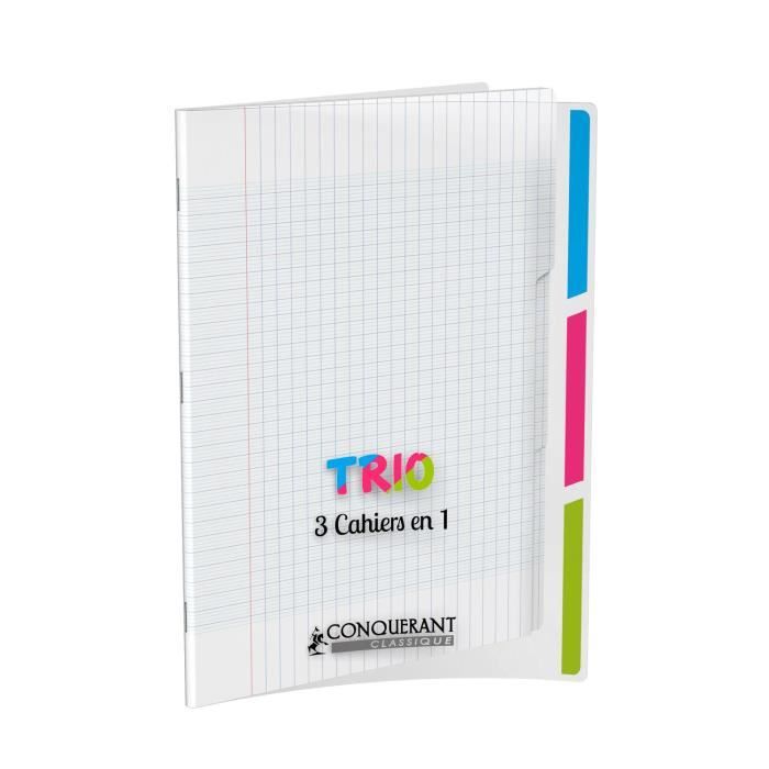Cahier - CONQUERANT - 24x32cm - 90g - 96 pages - Grands carreaux incolore