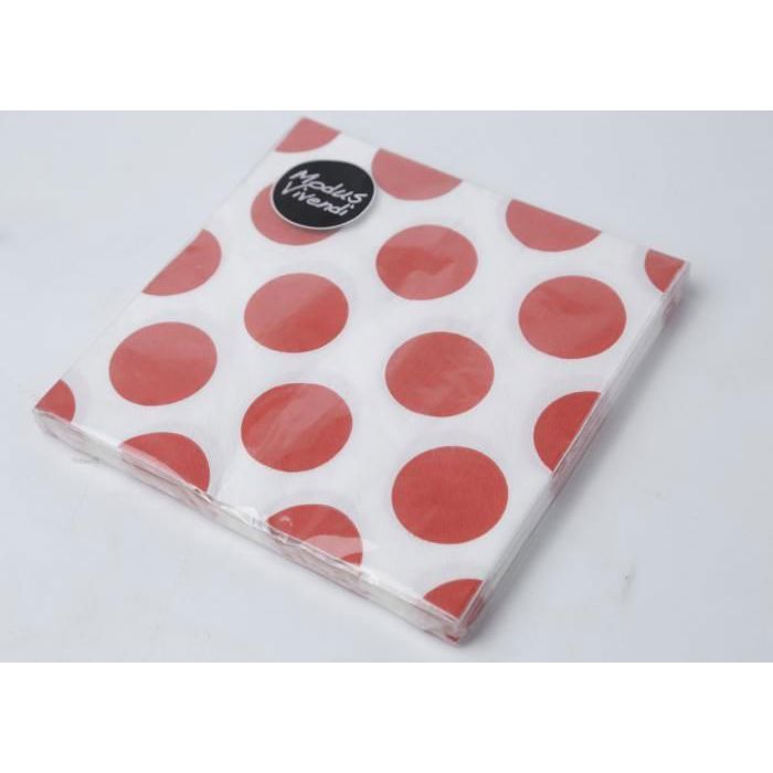 Serviettes - Modus Vivendi - Rouge/Blanc - 33x33cm - Lavable
