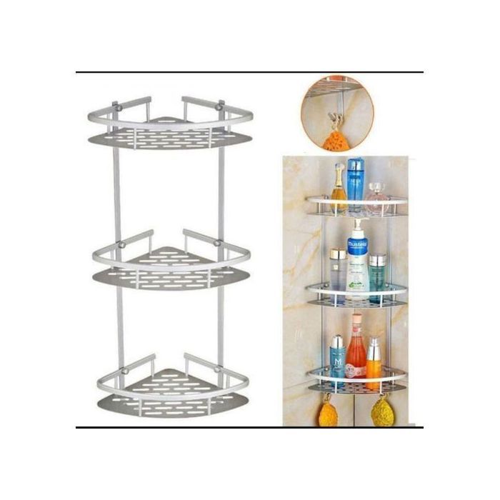 Étagère Murale coine Salle de Bain 3 niveau en aluminium
