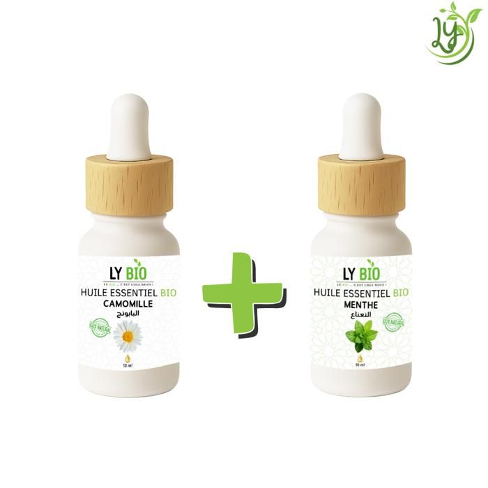 Pack Huile Essentielle - LYBIO - Camomille 10ml - Menthe 10ml - Apaisante - Tonifiante - Mixte