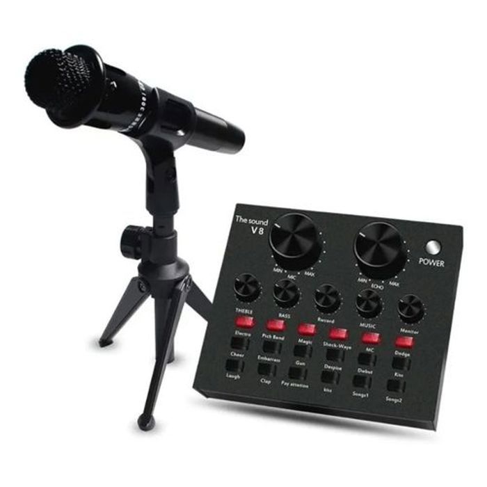 Ensemble de Cartes Son V8 d'origine avec Microphone à Condensateur et Support pour PC, Mobile