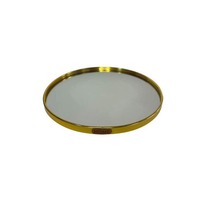 Plat présentation - Doré - 25,5 cm - Surface miroir - Verre - Design chic