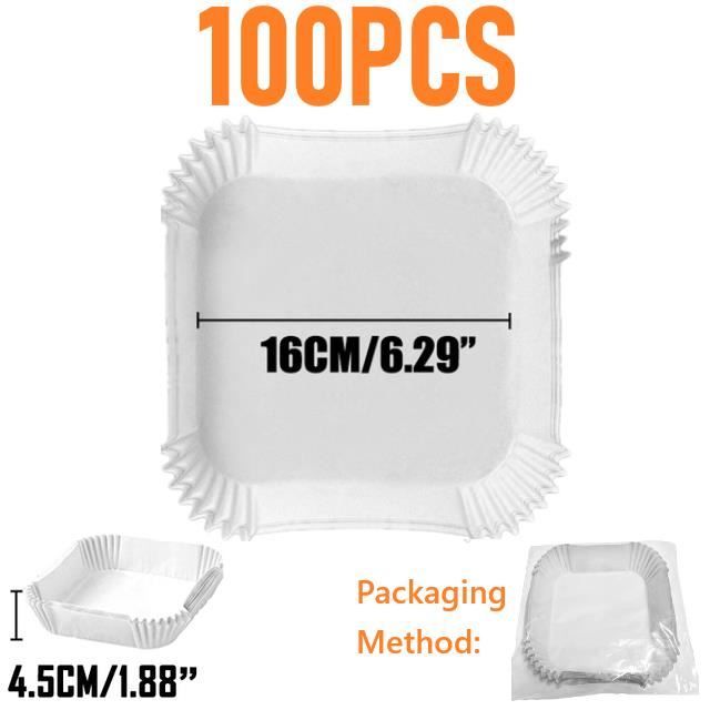 Moule en papier pour friteuse à air résistant à l'huile,doublure Ninja,cuisson au poulet,moules en papier - 100PCS 16CM White