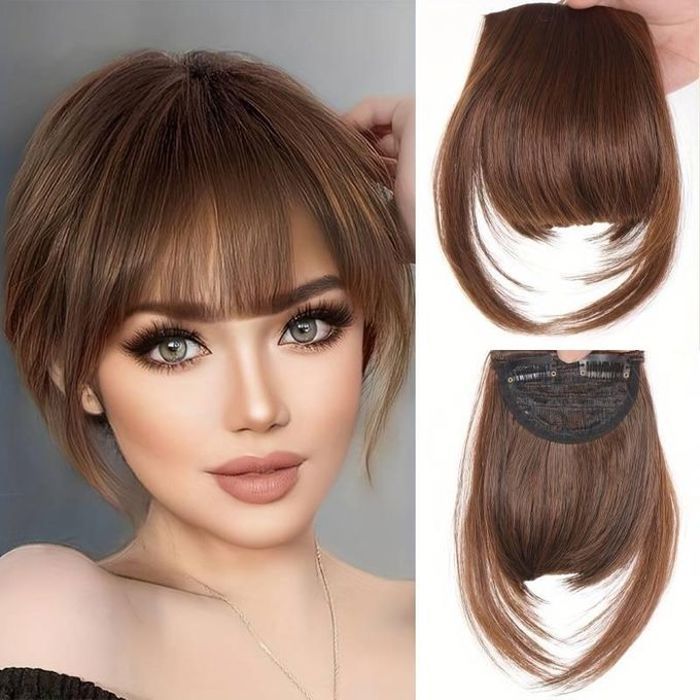 Frange à clips - Non spécifié - Marron foncé - Sans ammoniaque - Adaptable - Coiffable