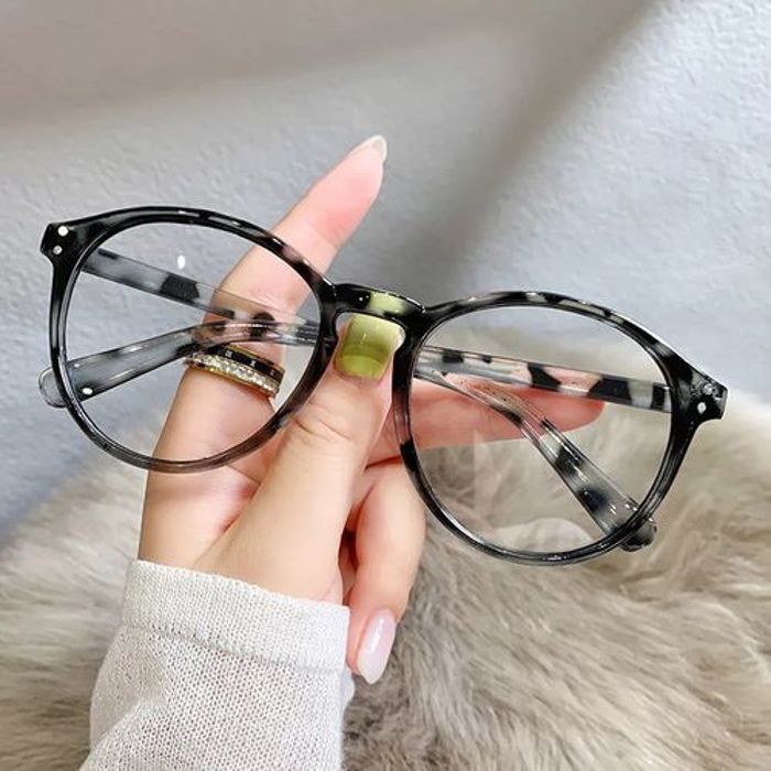 Lunettes rondes Anti-lumière bleue pour femmes Monture Noir Léopard