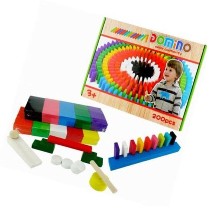 Jouet éducatif domino en bois aux couleurs vives pour enfants A 200 PIÈCES
