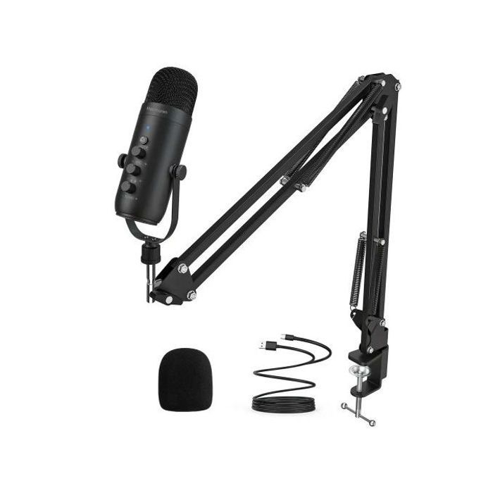 USB Streaming Podcast PC Microphone Studio Cardioid Condenser Mic Kit with