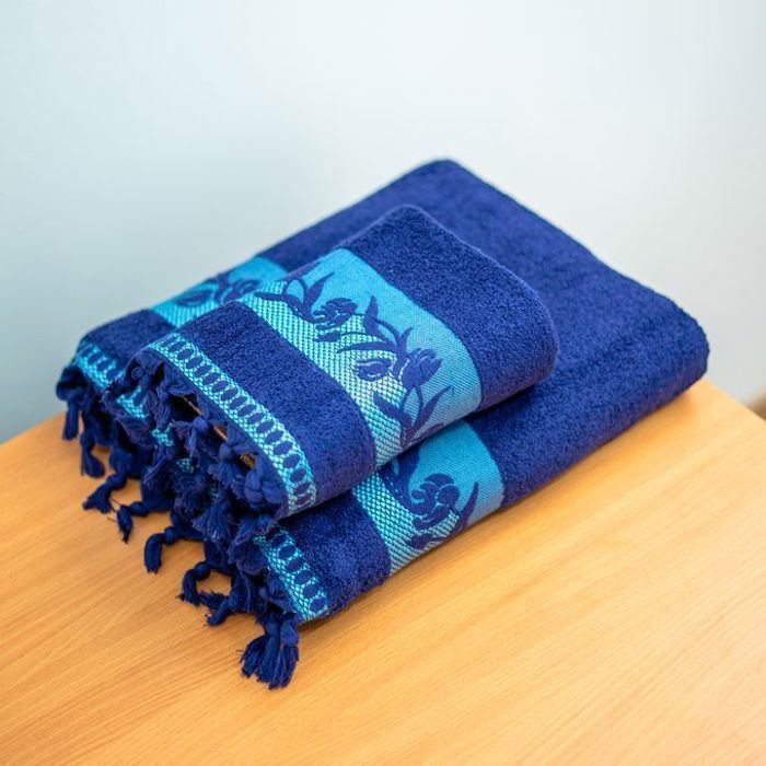 Serviette de bain - Hadab - Pack de 2 - 100% coton - 500GM - Bleu nuit