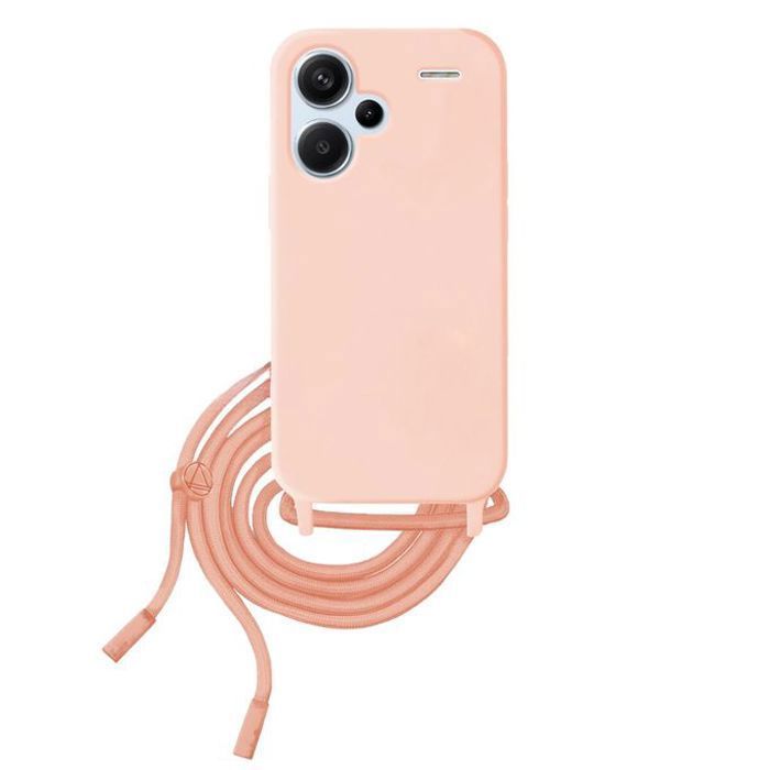 Coque - APOKIN - Redmi Note 13 Pro Plus 5G - Semi-rigide - Protection chocs - Lanière 80cm Rose