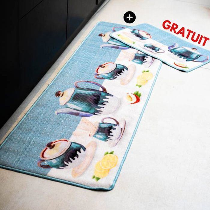 Set de tapis cuisine + tapis 40x70 gratuit multicouleur