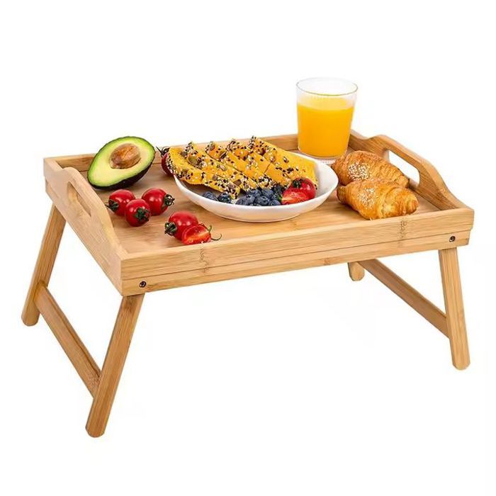 Plateau de présentation en bois avec poignée pour un service élégant