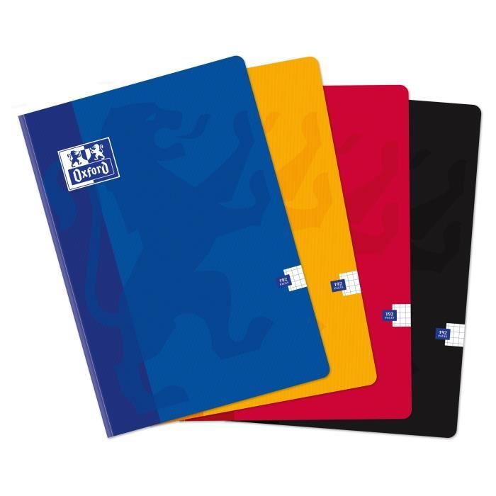 OXFORD Cahier Scolaire classique - Petits carreaux - 192 pages - 29,7 cm x 21 cm x 0,9 cm