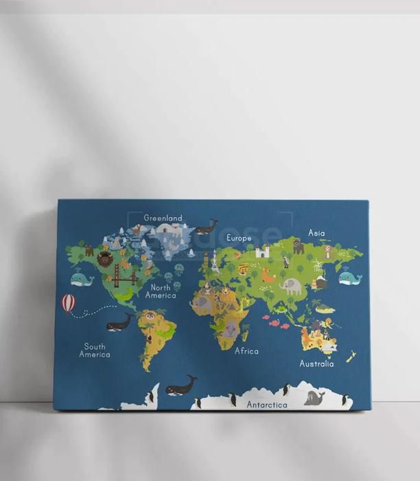 Tableau décoratif Kids Word Map ll L 90 x H 60 cm- artdose.ma