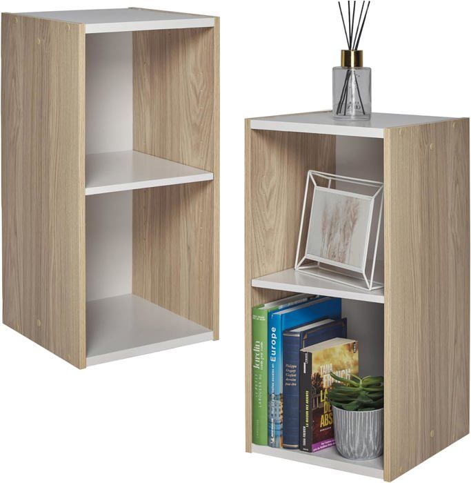 Bibliotheque, Large 2 Etageres, Meuble de Rangement,