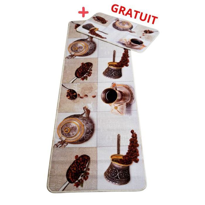 Set de tapis cuisine + tapis 40x70 gratuit - multicouleur
