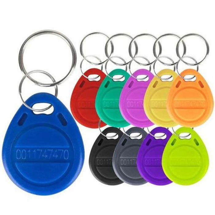 Porte-clés d'accès RFID - Non inscriptible - 10 pièces - 125KHz - Couleur aléatoire - PVC