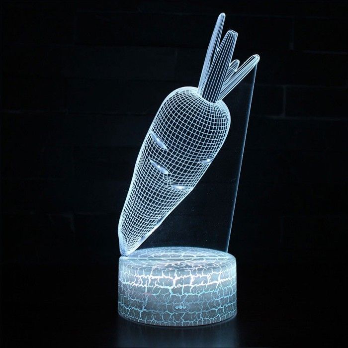Lampe 3D - Nature - Carotte - Télécommande incluse - Multicolore - 3W LED