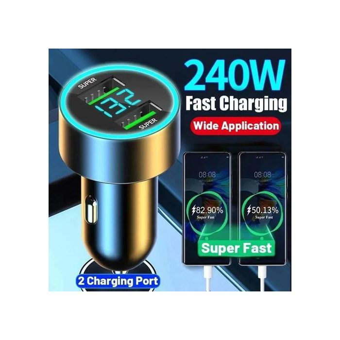 Charge Rapide de Voiture 240W QUICK Chargeur 2 Ports USB Adaptateur de téléphone pour iPhone Samsung Huawei Xiaomi..
