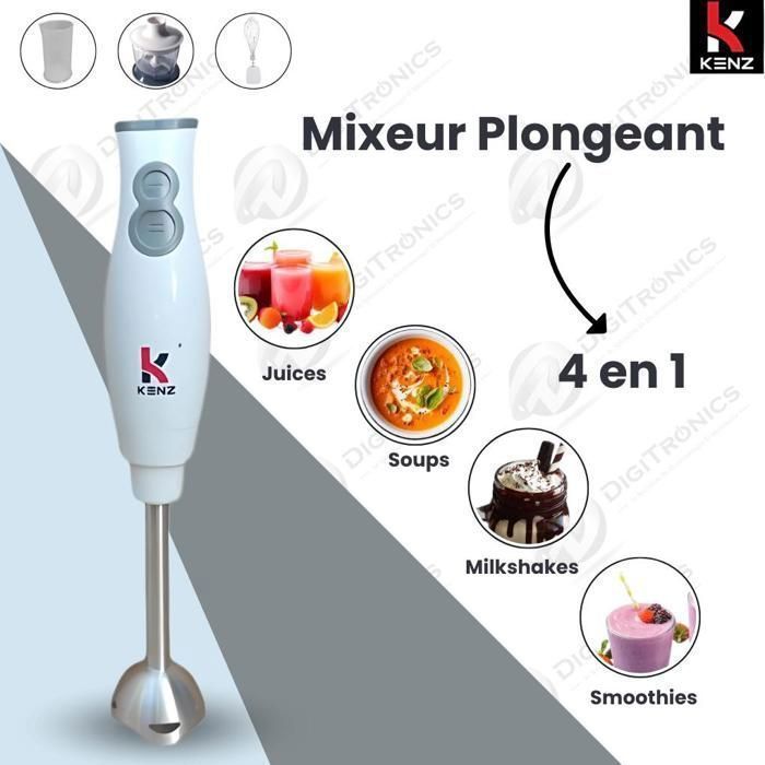 Mixeur Plongeant KENZ 4EN1 INOX - Couleur Aléatoire