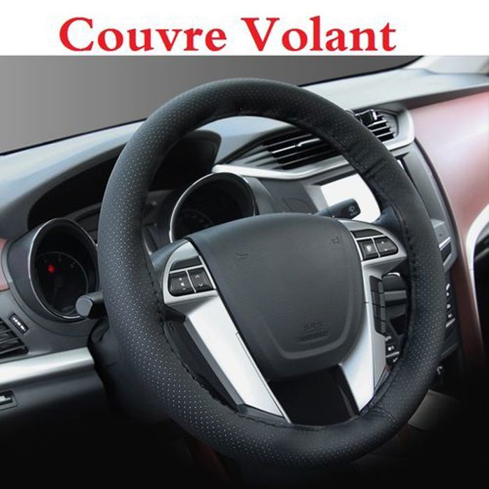 Housse de Volant de voiture Tressé en cuir PU souple 38 cm, avec aiguille et fil