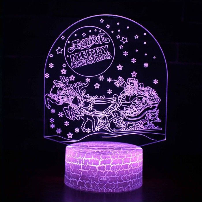Lampe 3D - LED - Traîneau de Père Noël - Télécommande incluse - Multicolore - Intérieur