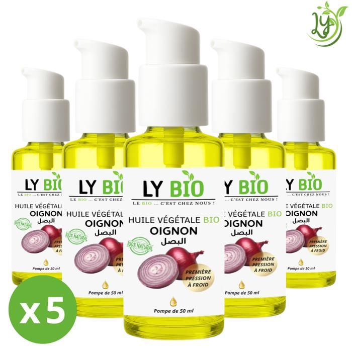 LYBIO PACK HUILE OIGNON 50ML - POMPE LOT DE 5 bouteilles