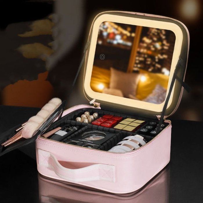 "Trousse de Maquillage Portable avec Compartiments – Grande Capacité et Rangement Pinceaux "