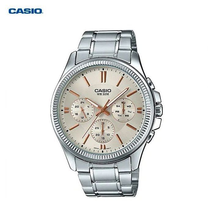 Casio Montre homme avec bracelet en métal sportive 6 aiguilles étanche-mtp-1375d-7a2vdf