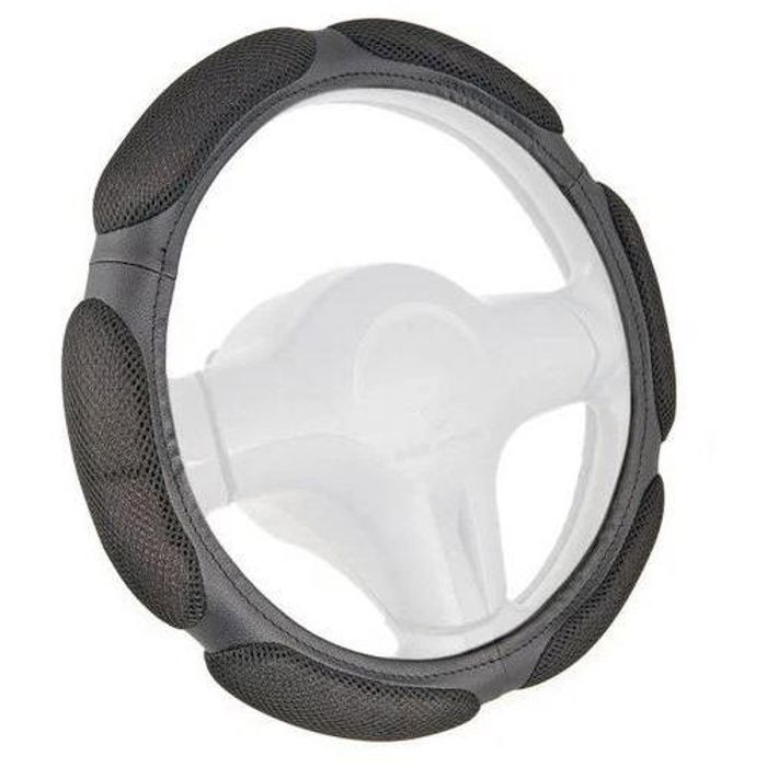 Couvre volant de Voiture en maille d'air tressée noire, diamètre 38 cm