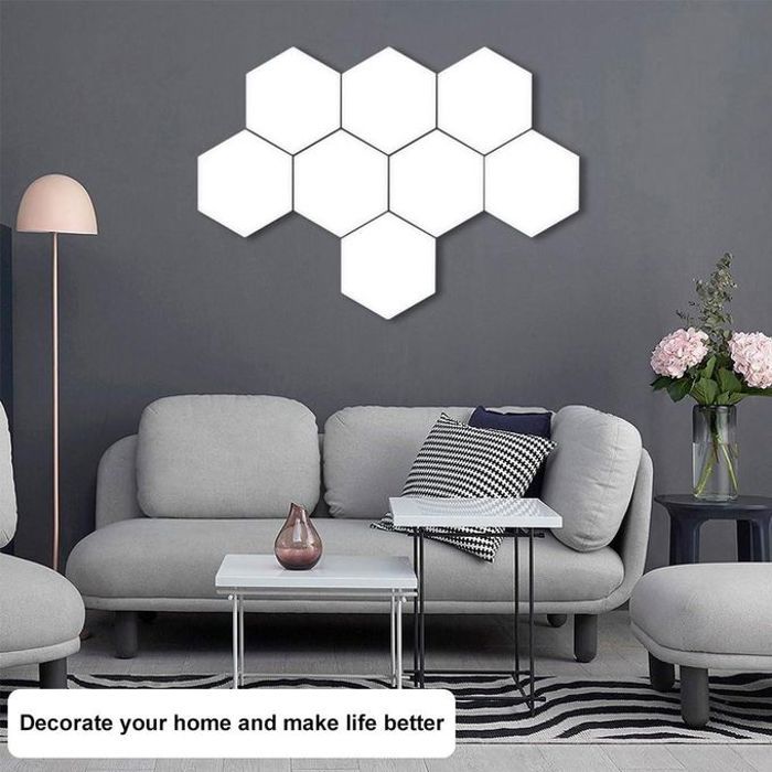 Décoration contemporaine : miroir hexagonal mural 12 pièces pour un intérieur stylé