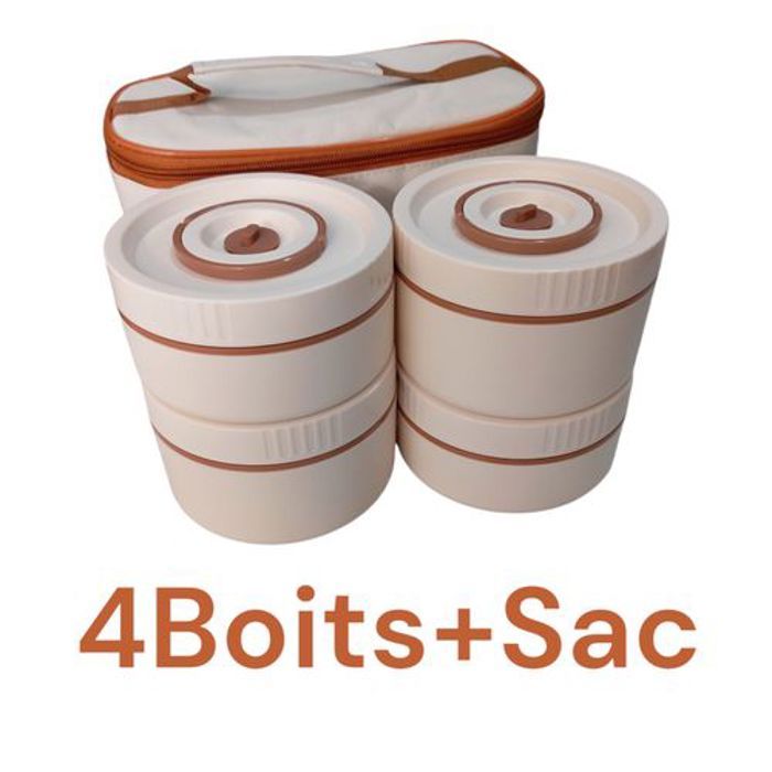 4 boîtes isotherme portable en acier inoxydable, récipient alimentaire isolant