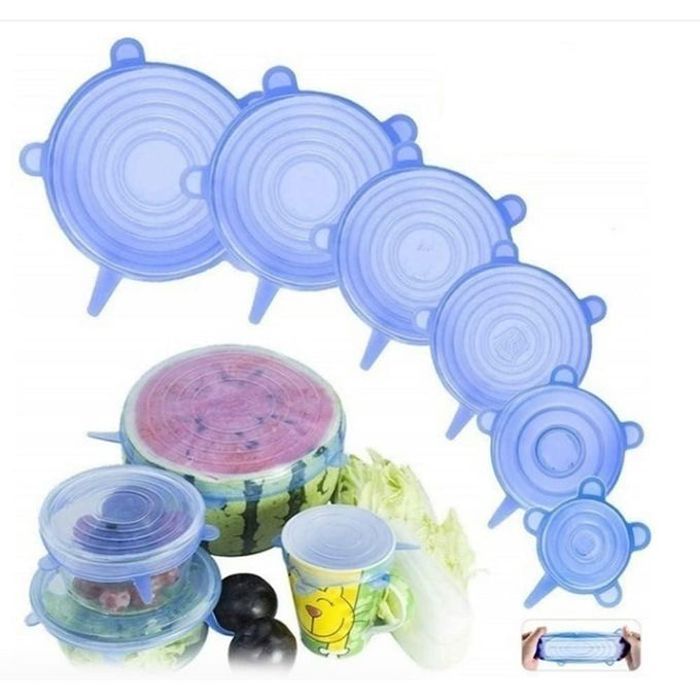 Lot de 6 Couvercles en Silicone Réutilisables, Bols, congélateur, aliments