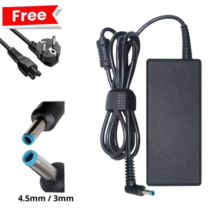Chargeur pour pc portable HP 19,5V / 3,33A ( Tete bleu ) + cable alimentation Gratuit