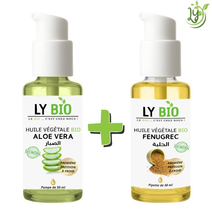 Pack d'Huiles - LYBIO - Aloe Vera 50ml + Fenugrec 50ml - Hydratant - Nourrissant - Mixte