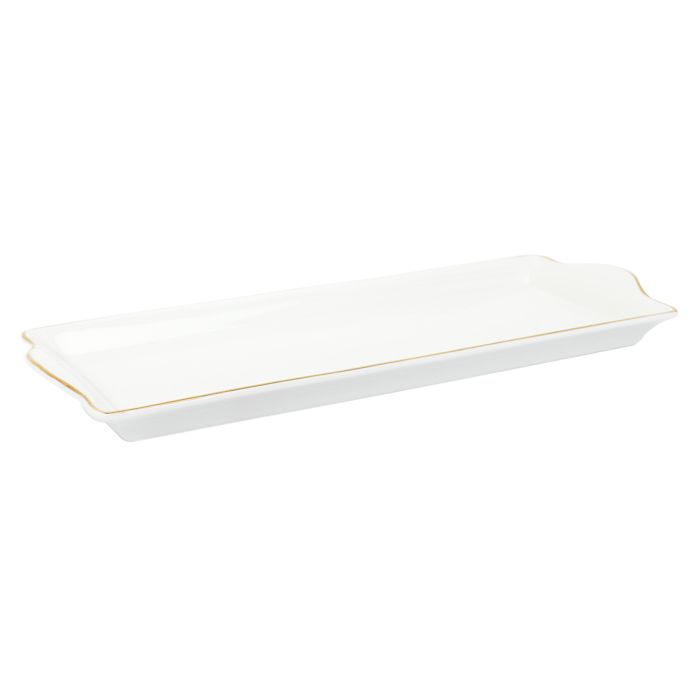 PLAT DE SERVICE PORCELAINE LISERE DORE 34X14CM2