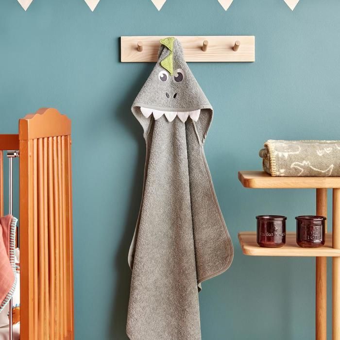 Serviette d'emmaillotage dinosaure 100% coton vert (75x75 cm)